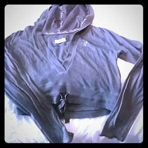 American Eagle grey crop top hoodie